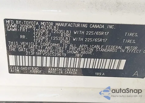 2025 Toyota Rav4 Le из США, поврежденный, VIN 2T3F1RFV5SC529619